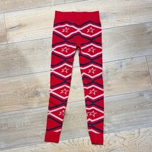 Perfect Moment Red Leggings with Navy and Light Pink Star Chevron Pattern